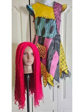 The Nightmare Before Christmas Sally Costume Girls 7-8 Dress Wig Halloween Kids